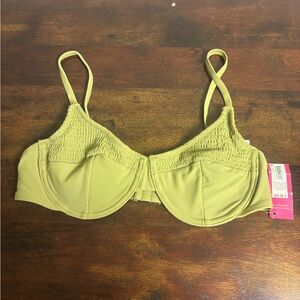 Exhilaration Olive Green Underwire Bikini Top Size L NWT